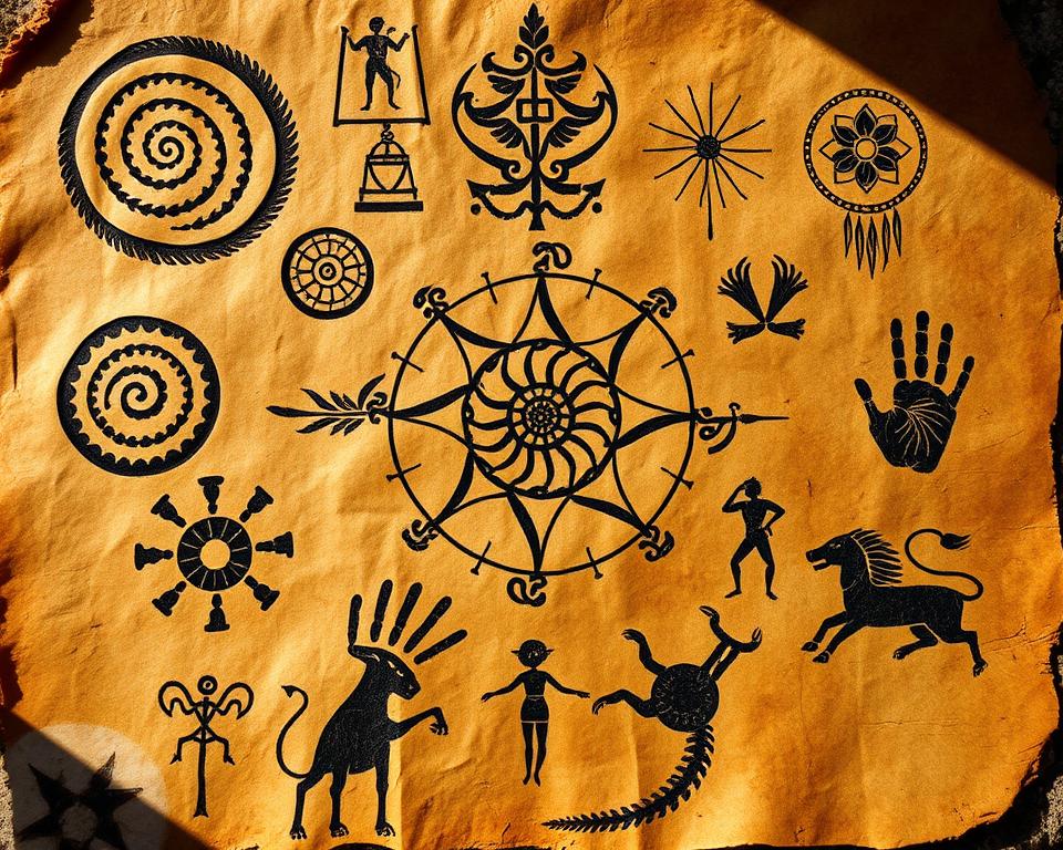 Ancient wisdom symbols representing ancestral memory
