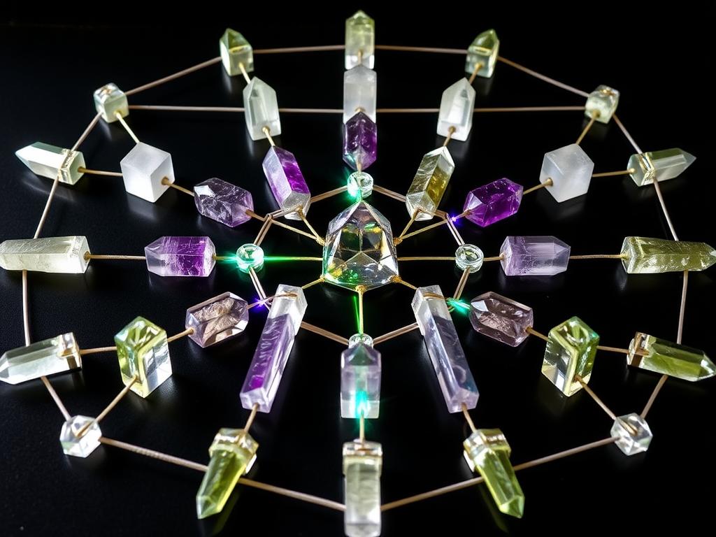 Crystal grid arrangement for frequency attunement Crystal grid arrangement for frequency attunement