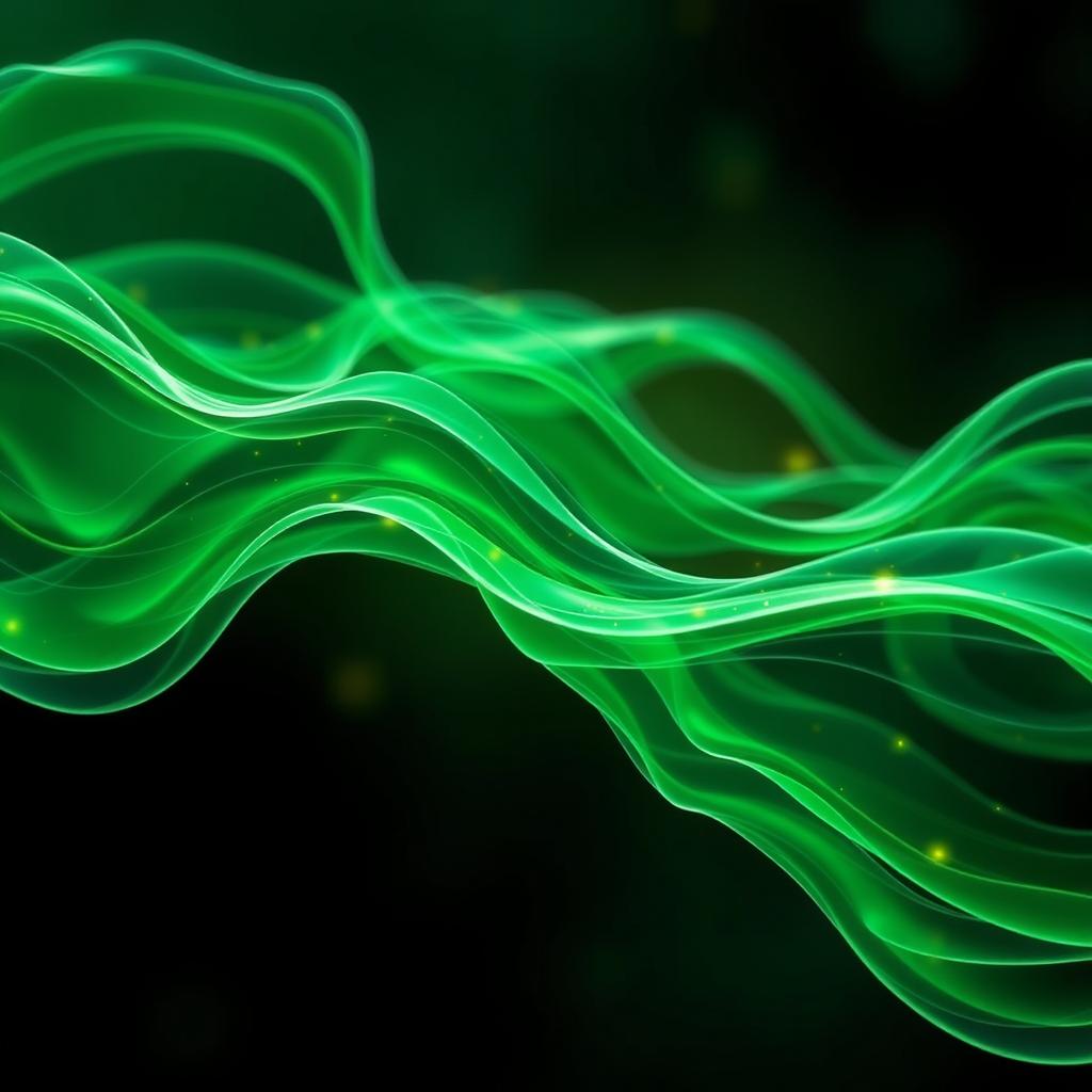 Flowing green healing waves representing Sophoric frequency Flowing green healing waves representing Sophoric frequency