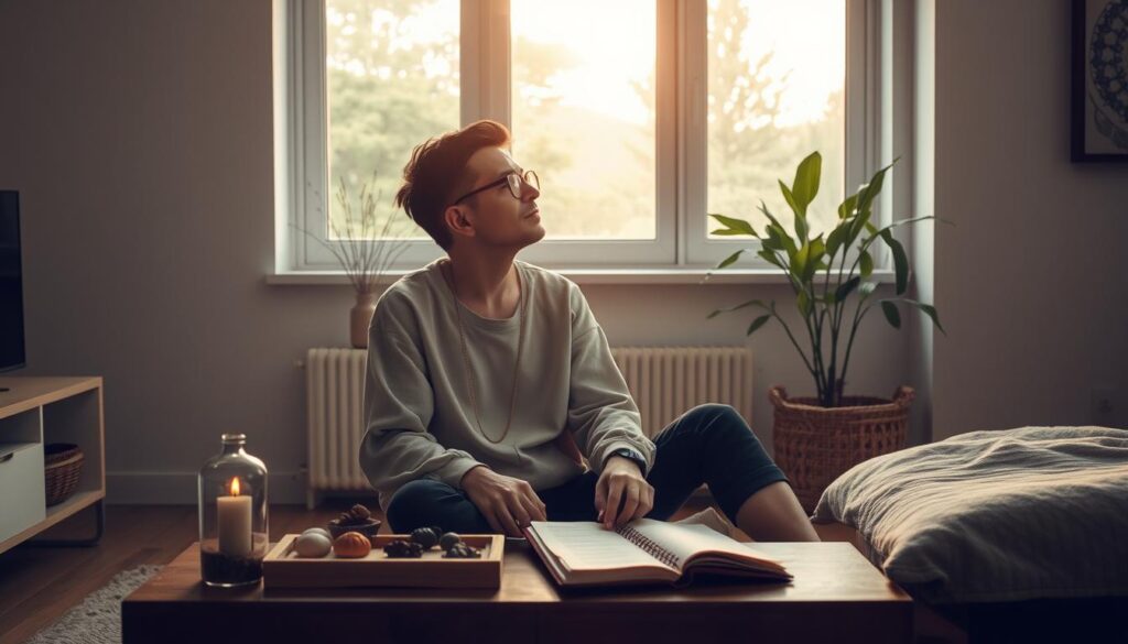 Person integrating ancient wisdom into modern life