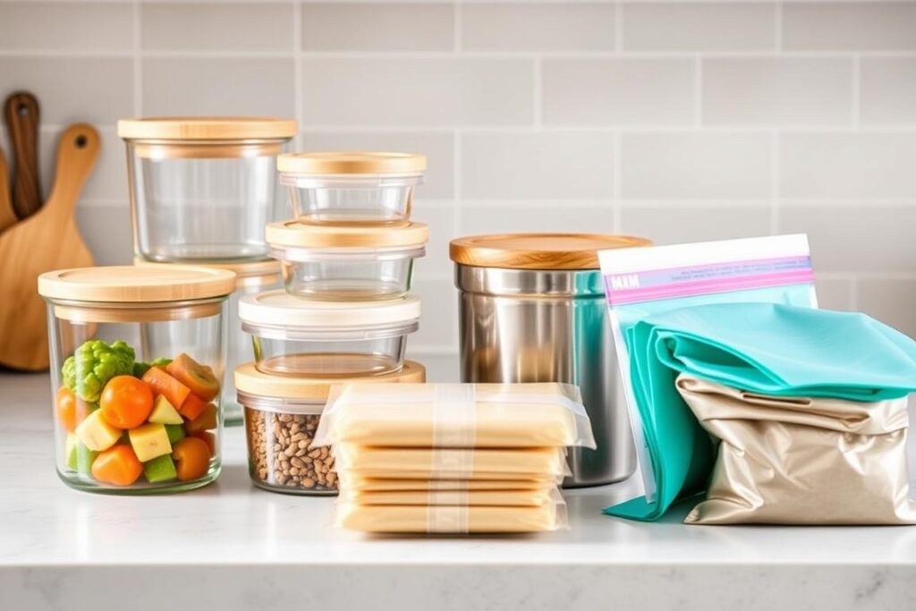 Comparison of food storage options showing PFAS-free alternatives like glass and stainless steel containers Comparison of food storage options showing PFAS-free alternatives like glass and stainless steel containers