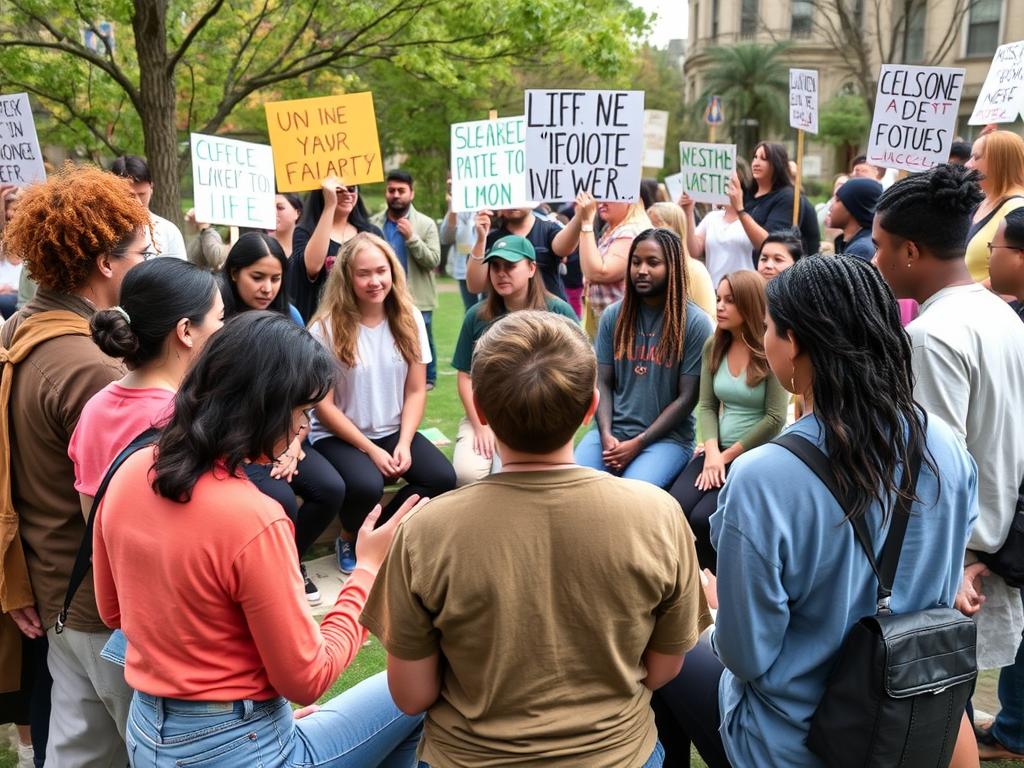 Environmental activists performing a ritual before a climate protest Environmental activists performing a ritual before a climate protest