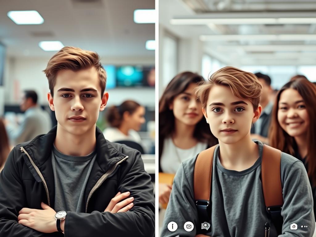 Side-by-side comparison of Gen Z stare in different contexts Side-by-side comparison of Gen Z stare in different contexts