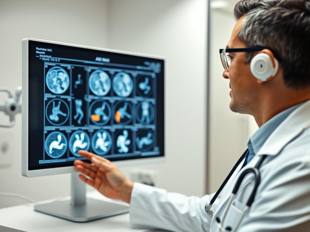 AI applications in healthcare during the Age of AI, showing medical imaging analysis