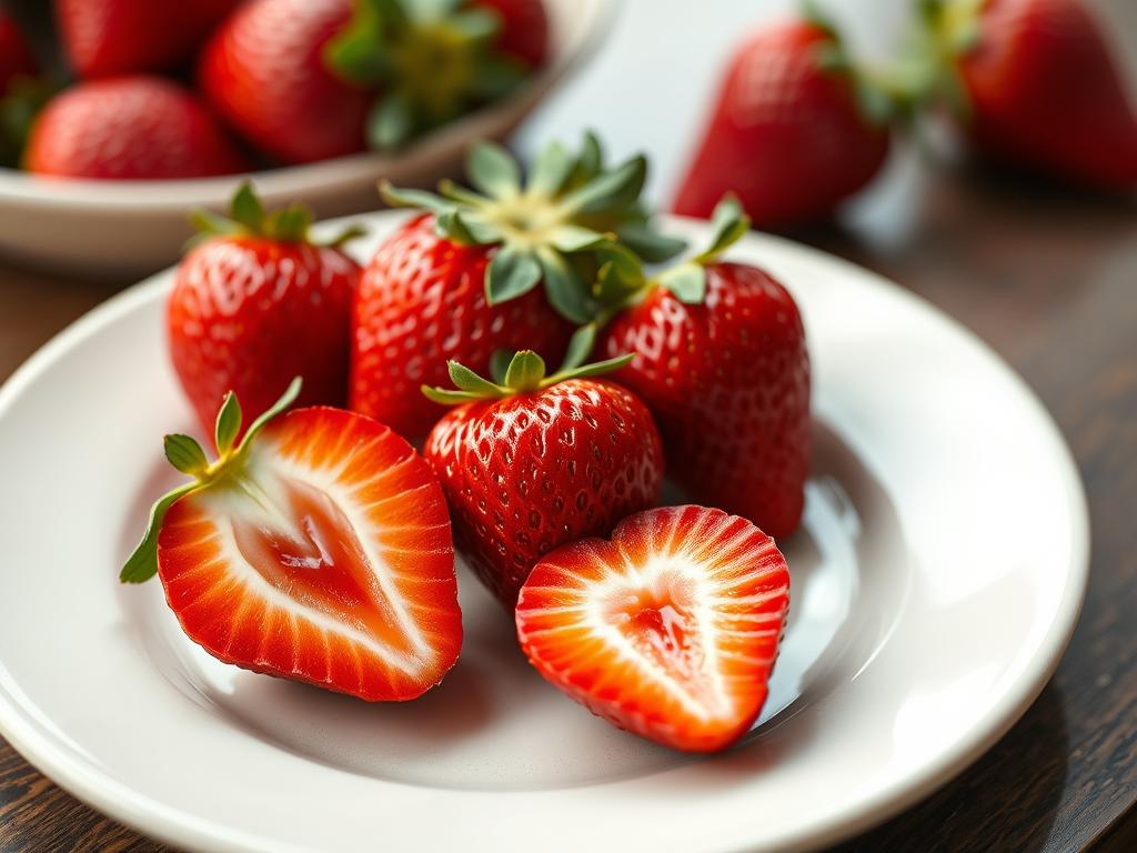 Fresh strawberries showing their bright red color and health benefits for heart health Fresh strawberries showing their bright red color and health benefits for heart health