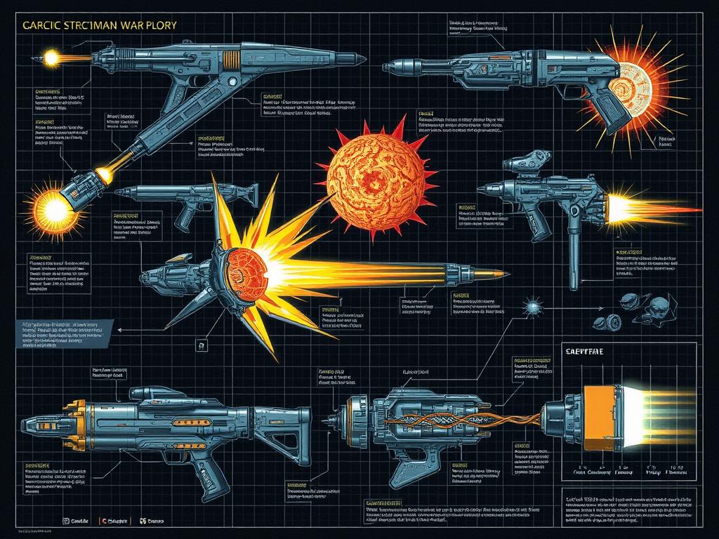 Illustration of advanced weaponry used during the Galactic Orion-Lyran War