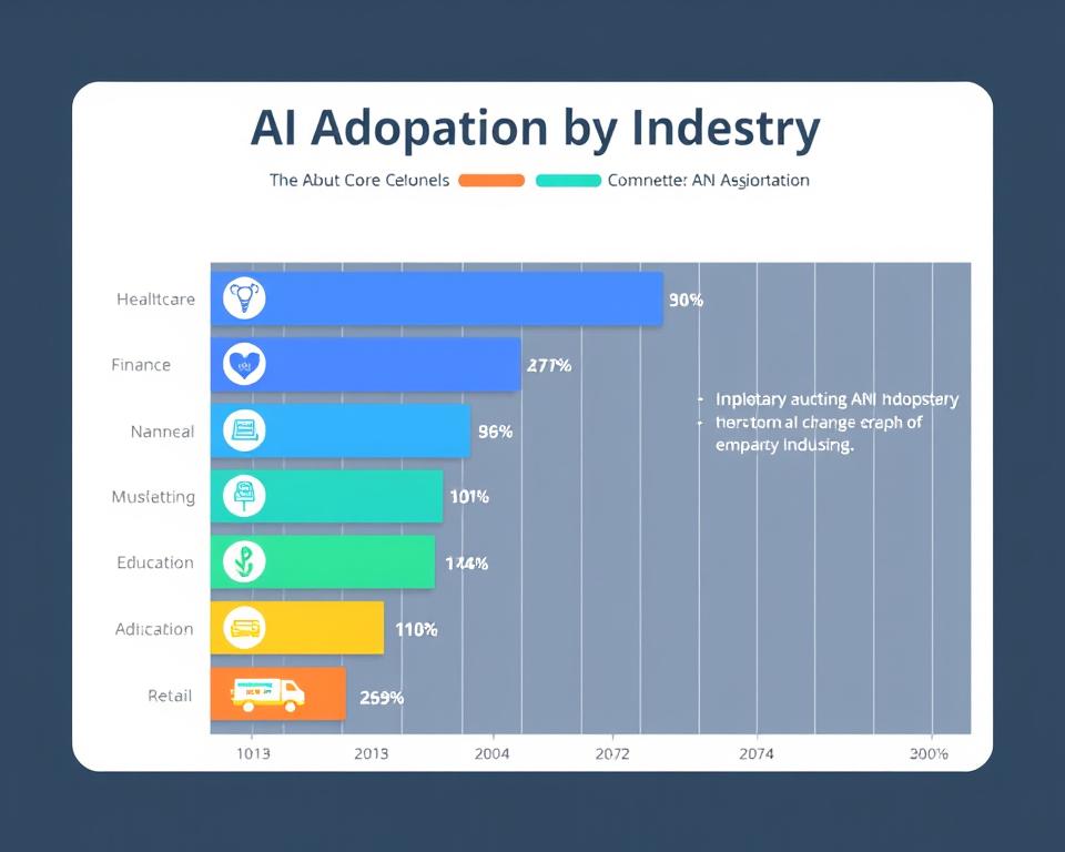 Infographic showing AI adoption rates by industry in the Age of AI