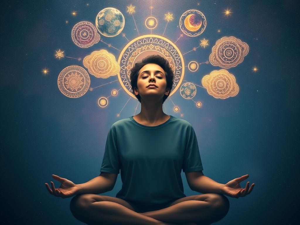 Person practicing mindful awareness to resolve karmic patterns Person practicing mindful awareness to resolve karmic patterns