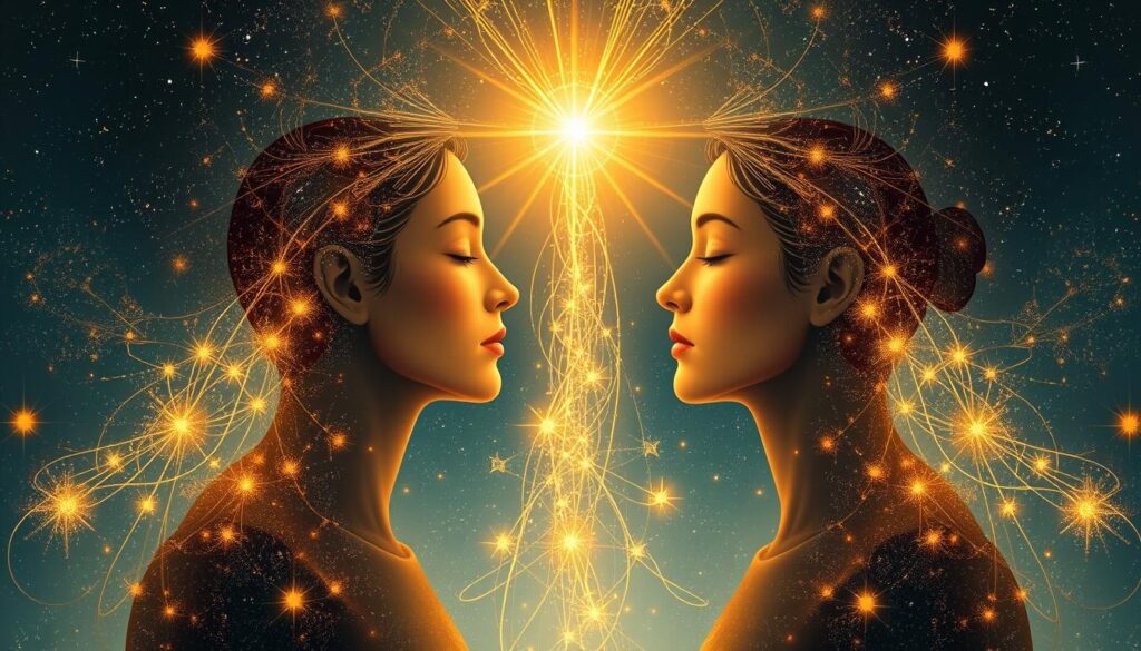 Symbolic representation of resolving karmic ties between two people Symbolic representation of resolving karmic ties between two people