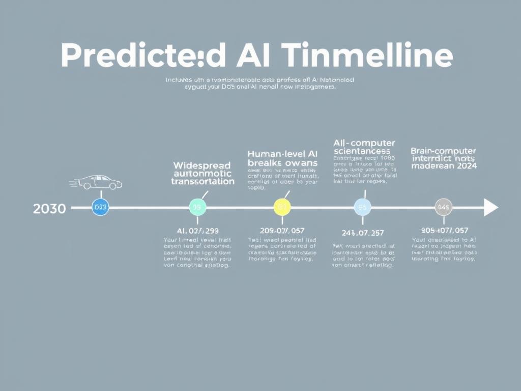 Timeline of predicted AI developments from 2030-2050 in the Age of AI