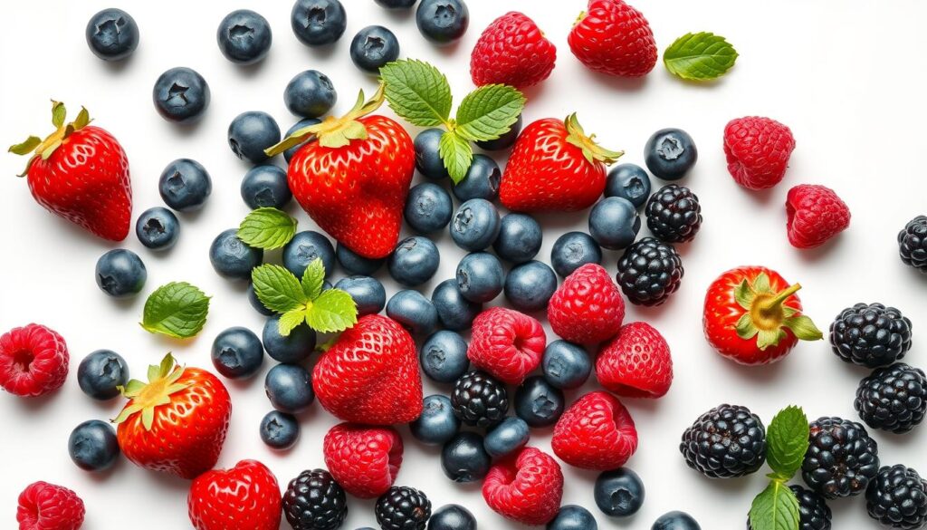 Various fresh berries arranged in a heart shape symbolizing their heart health benefits Various fresh berries arranged in a heart shape symbolizing their heart health benefits