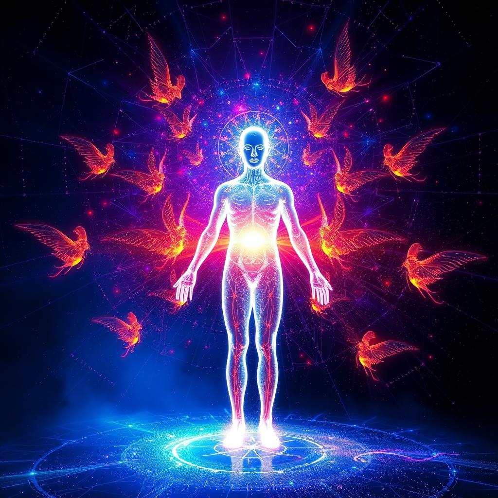 Visualization of human consciousness field interacting with interdimensional entities Visualization of human consciousness field interacting with interdimensional entities