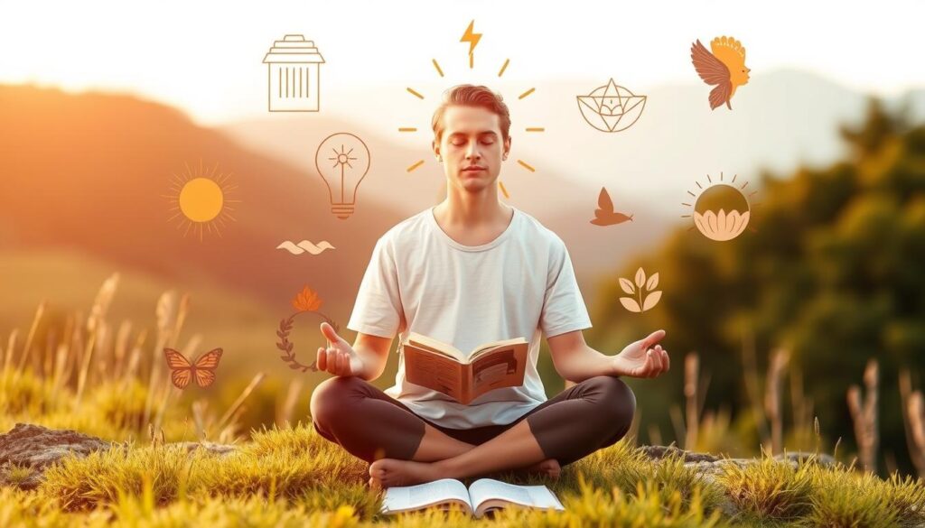 A person practicing spiritual disciplines to support their ascension journey A person practicing spiritual disciplines to support their ascension journey