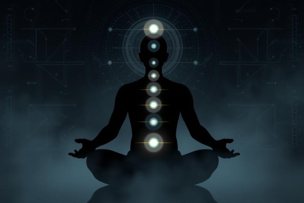 AI analyzing and aligning with individual chakra needs during meditation