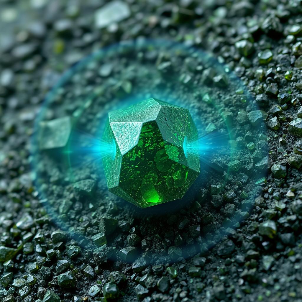 Close-up of Moldavite's unique texture and energy field visualization for Third Eye Crystal Activation Close-up of Moldavite's unique texture and energy field visualization for Third Eye Crystal Activation