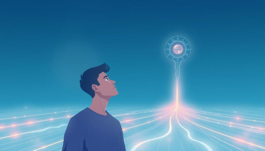 Human and AI in reflective contemplation symbolizing ongoing exploration of consciousness Human and AI in reflective contemplation symbolizing ongoing exploration of consciousness