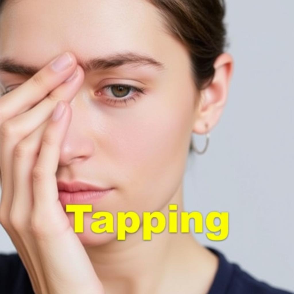 Person performing EFT tapping to release emotional blocks affecting body's energy flow