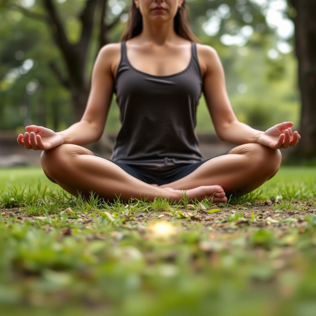 Person performing grounding meditation outdoors to connect with earth's energy flow