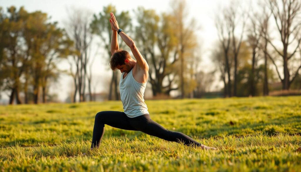 Person practicing grounding yoga poses outdoors for grounding rituals for high-vibe living