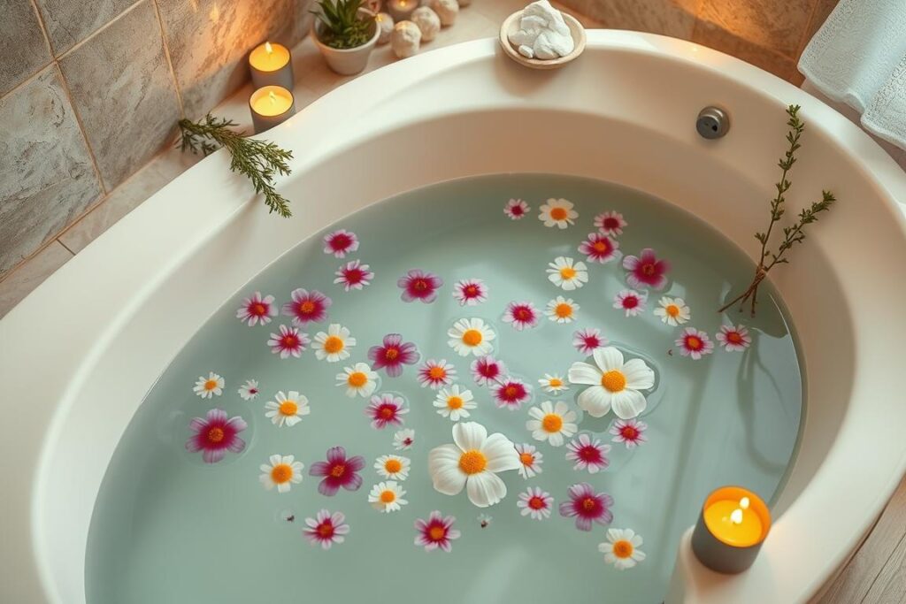 Ritual bath with salts and herbs for grounding rituals for high-vibe living