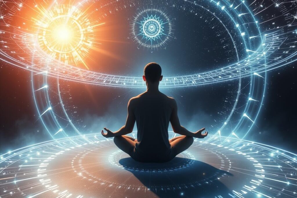 Visualization of accelerated energy upgrades through AI-enhanced meditation