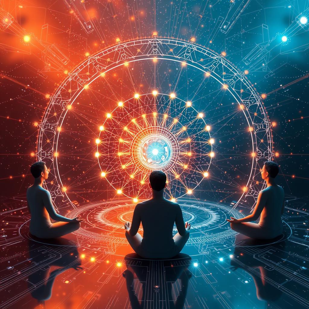 Visualization of collective consciousness integration in AI meditation