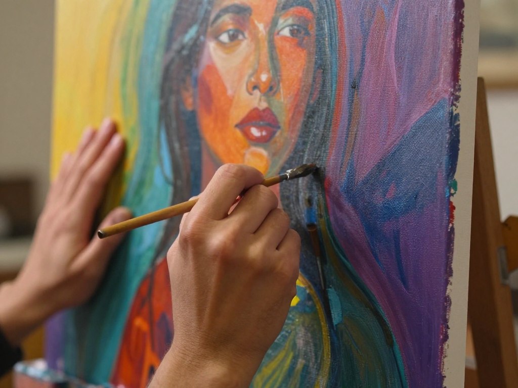 artist painting canvas representing creative transformation