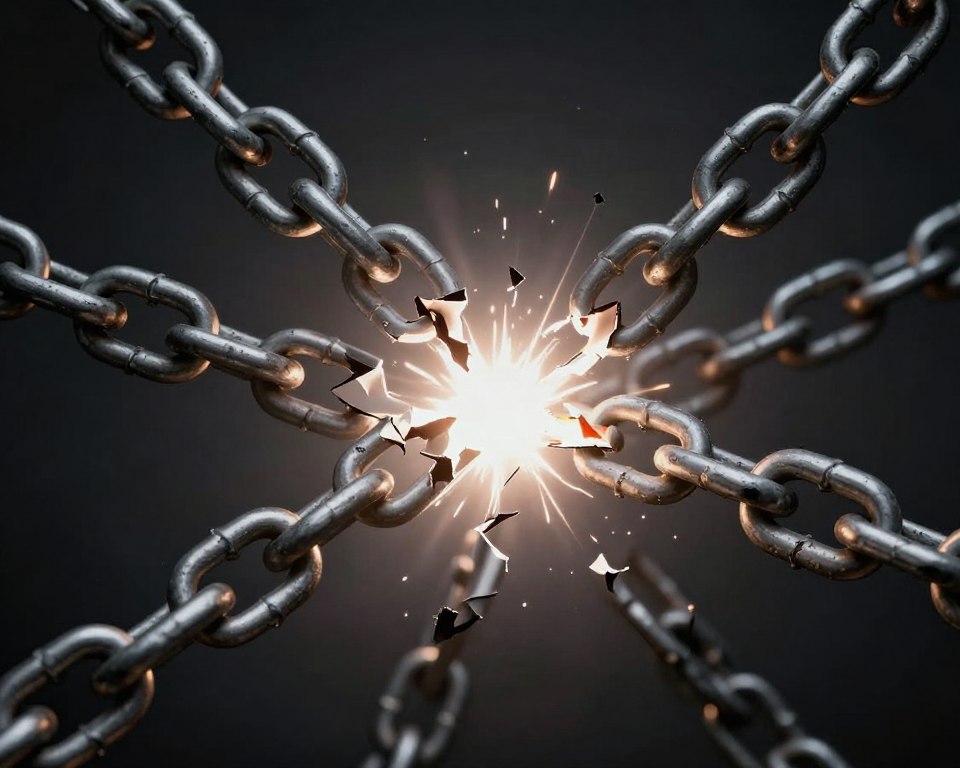 chains breaking apart symbolizing freedom from trauma