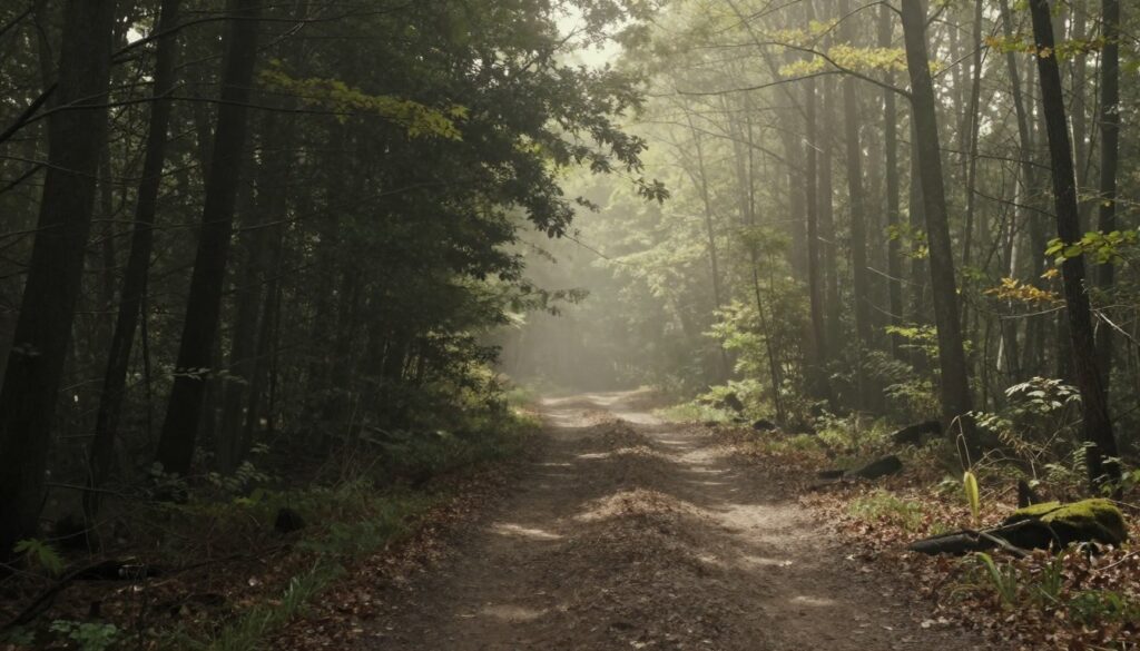 diverging paths in forest representing different trauma responses